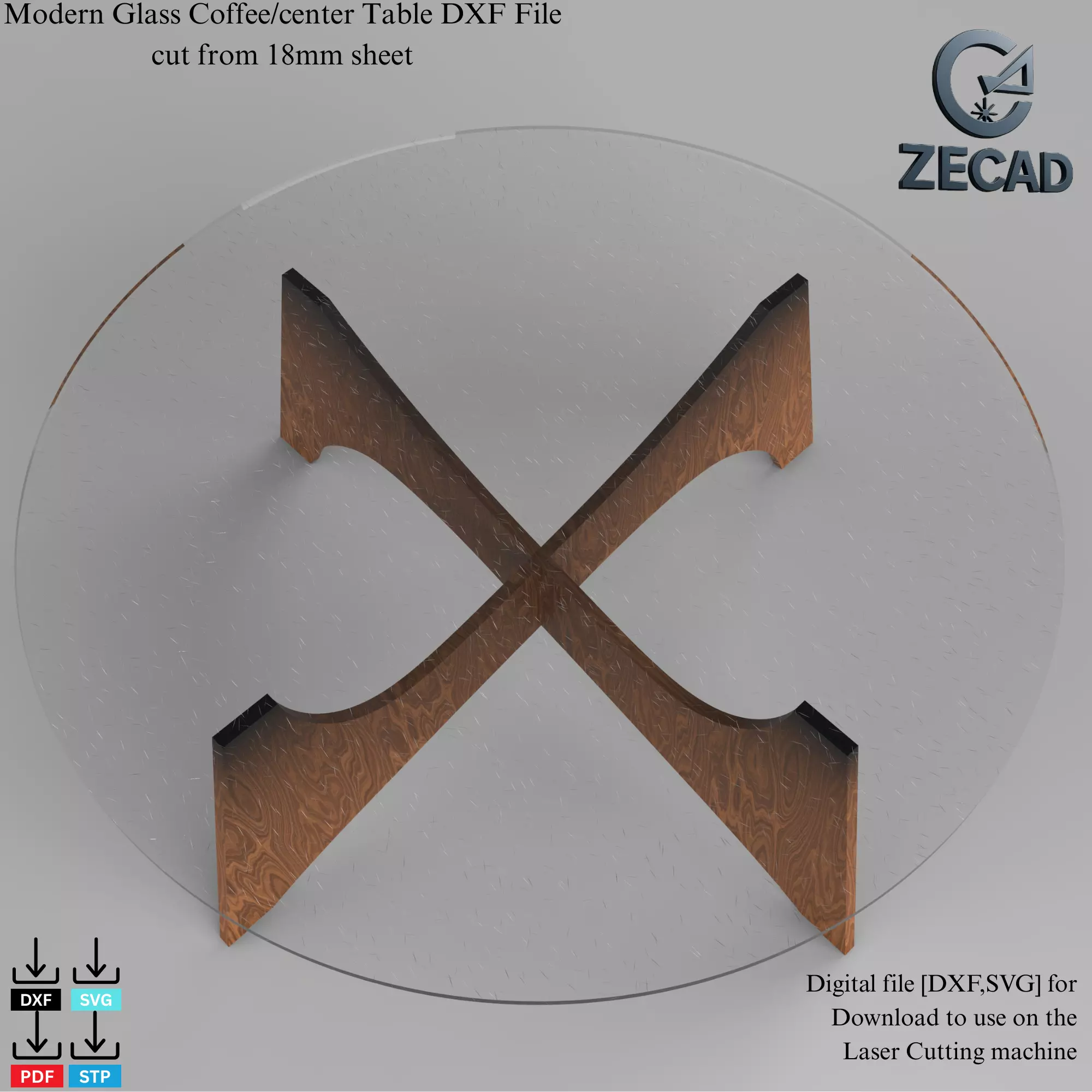 Modern Glass Coffee Table 3D model_4