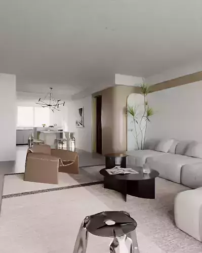 Living room and dining room 3D model