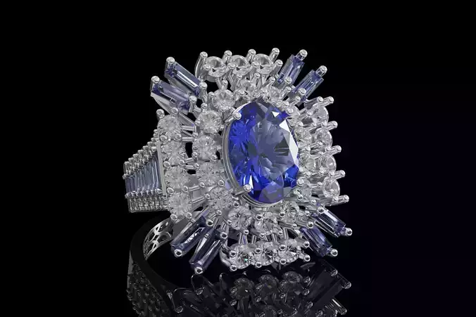 Jewelry ring with oval center stone