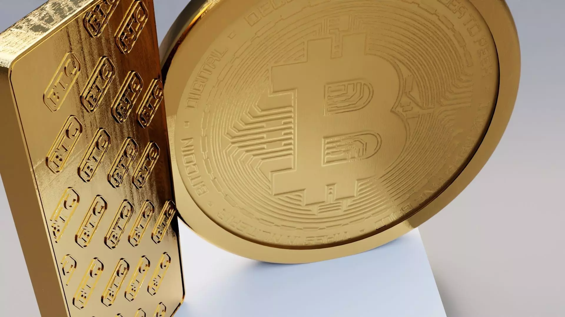 Bitcon and Gold Bar Exhibition Booth Design Low-poly 3D model_1