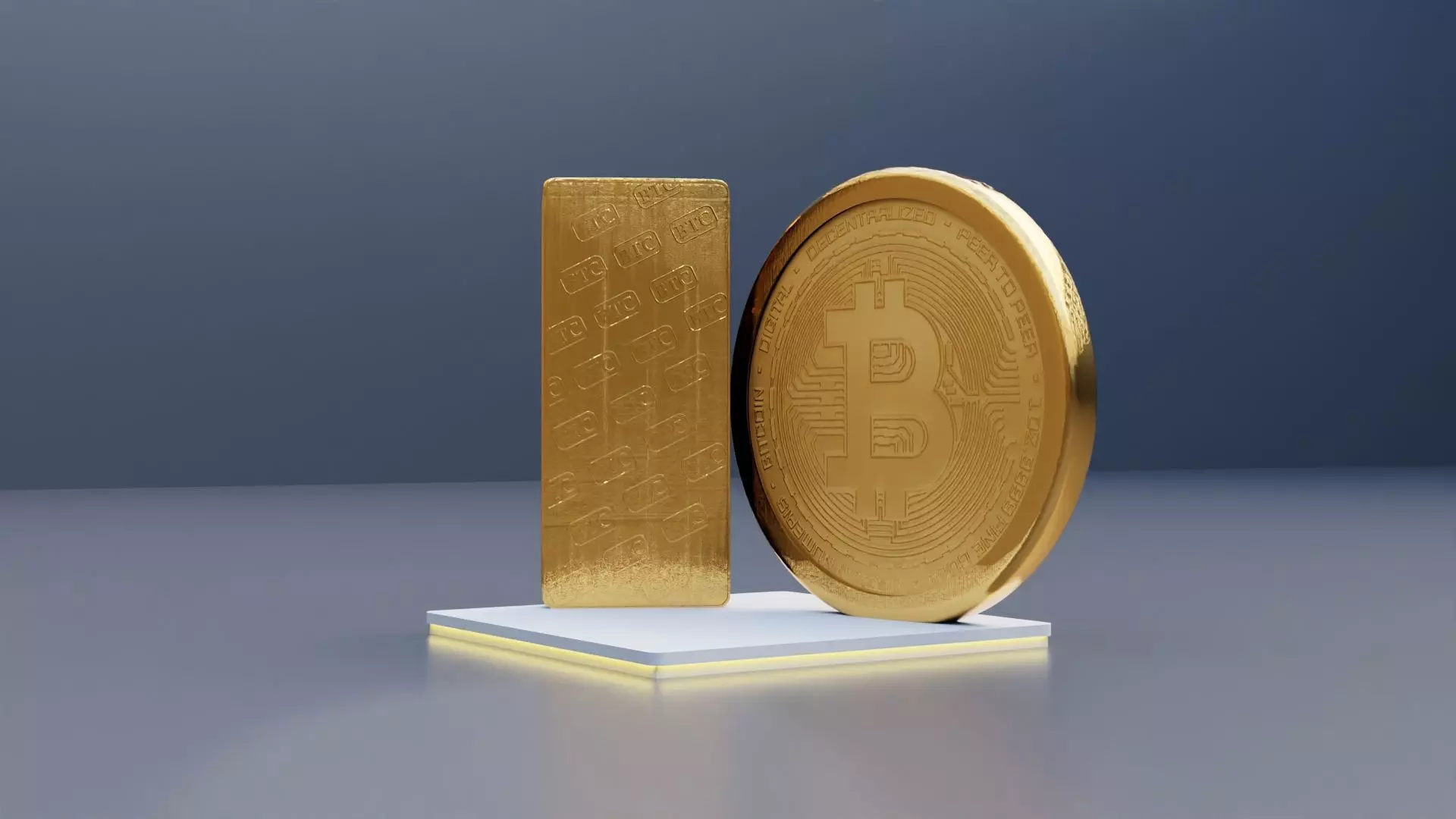 Bitcon and Gold Bar Exhibition Booth Design Low-poly 3D model_6