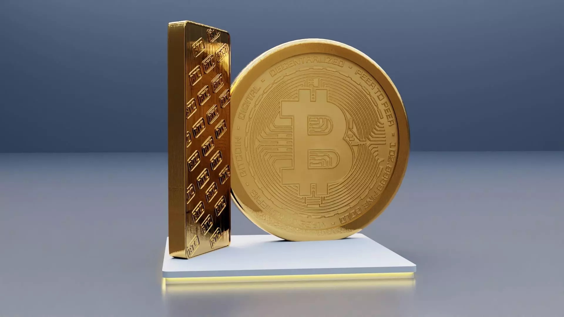 Bitcon and Gold Bar Exhibition Booth Design Low-poly 3D model_3