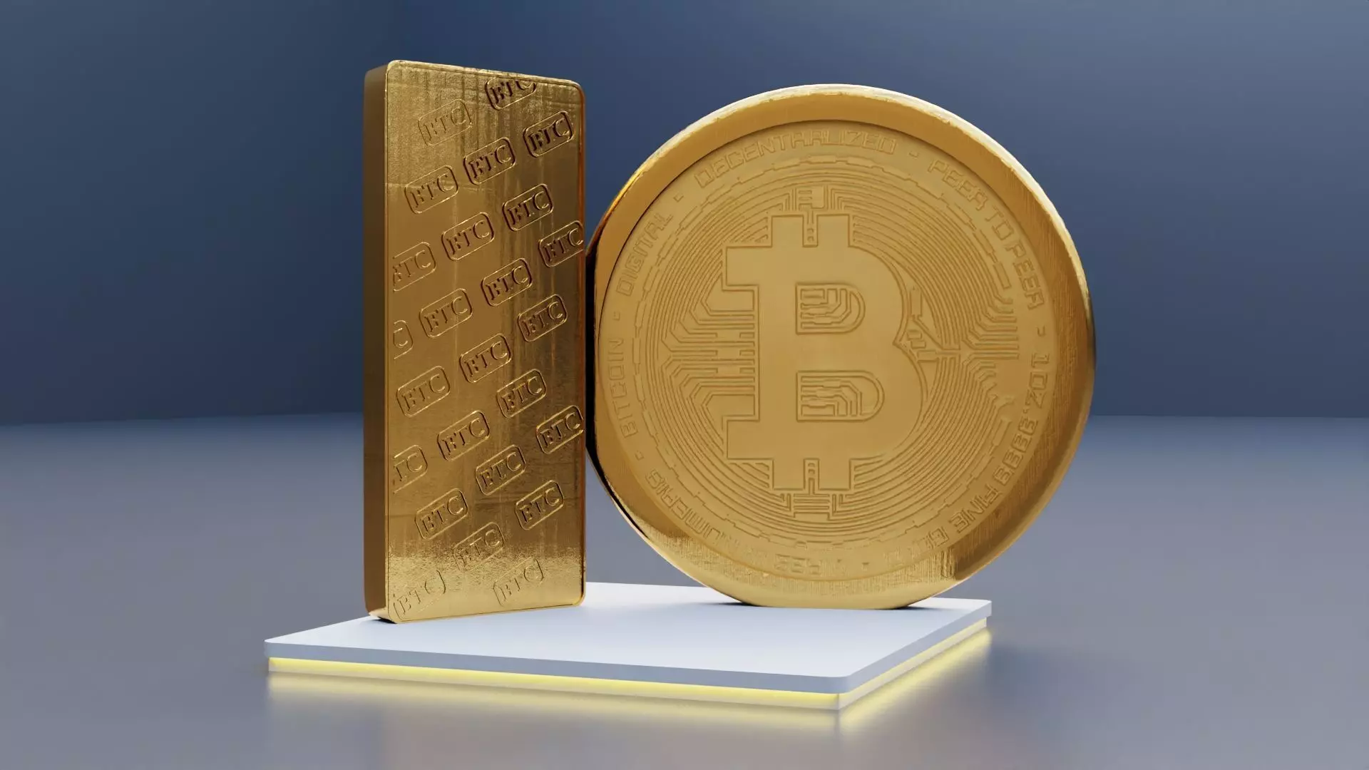 Bitcon and Gold Bar Exhibition Booth Design Low-poly 3D model_7
