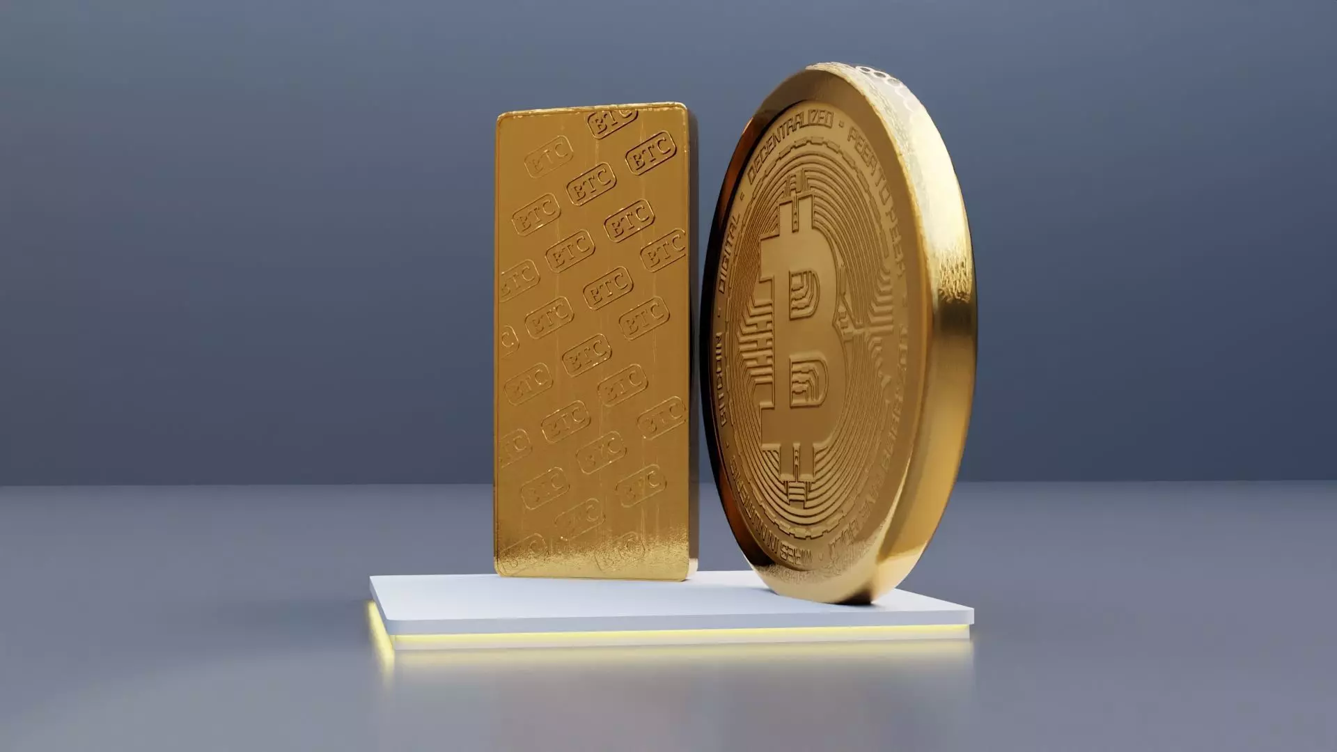 Bitcon and Gold Bar Exhibition Booth Design Low-poly 3D model_8