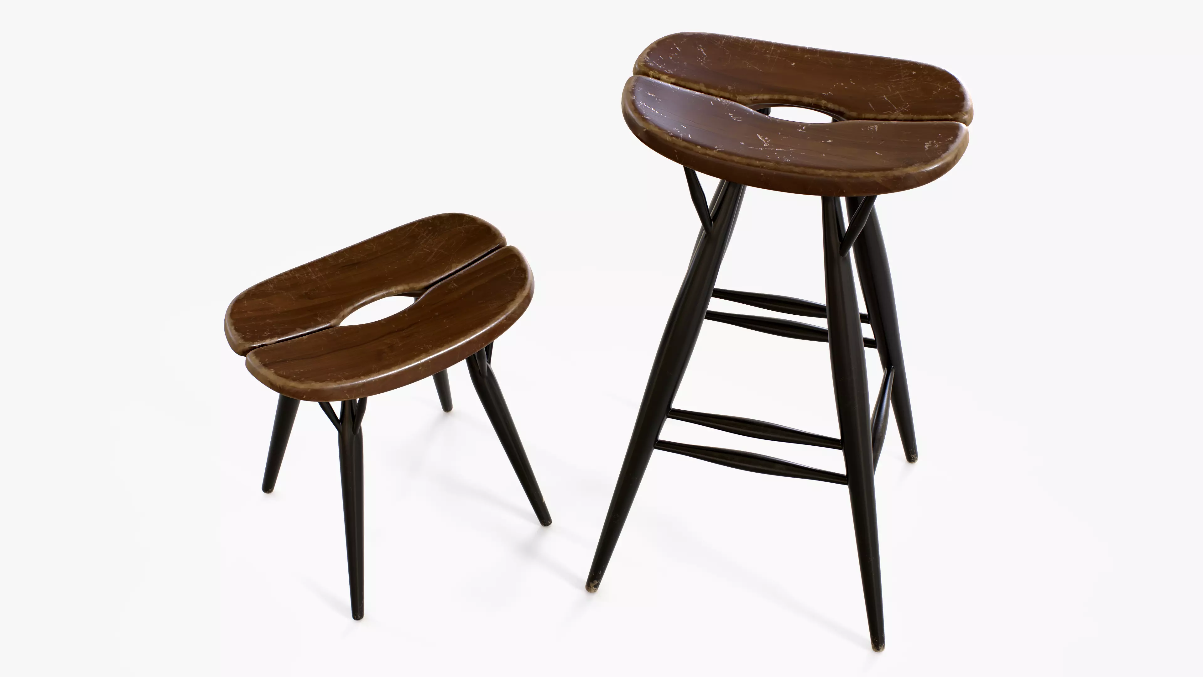 Artek Pirkka Stools Low-poly 3D model_2