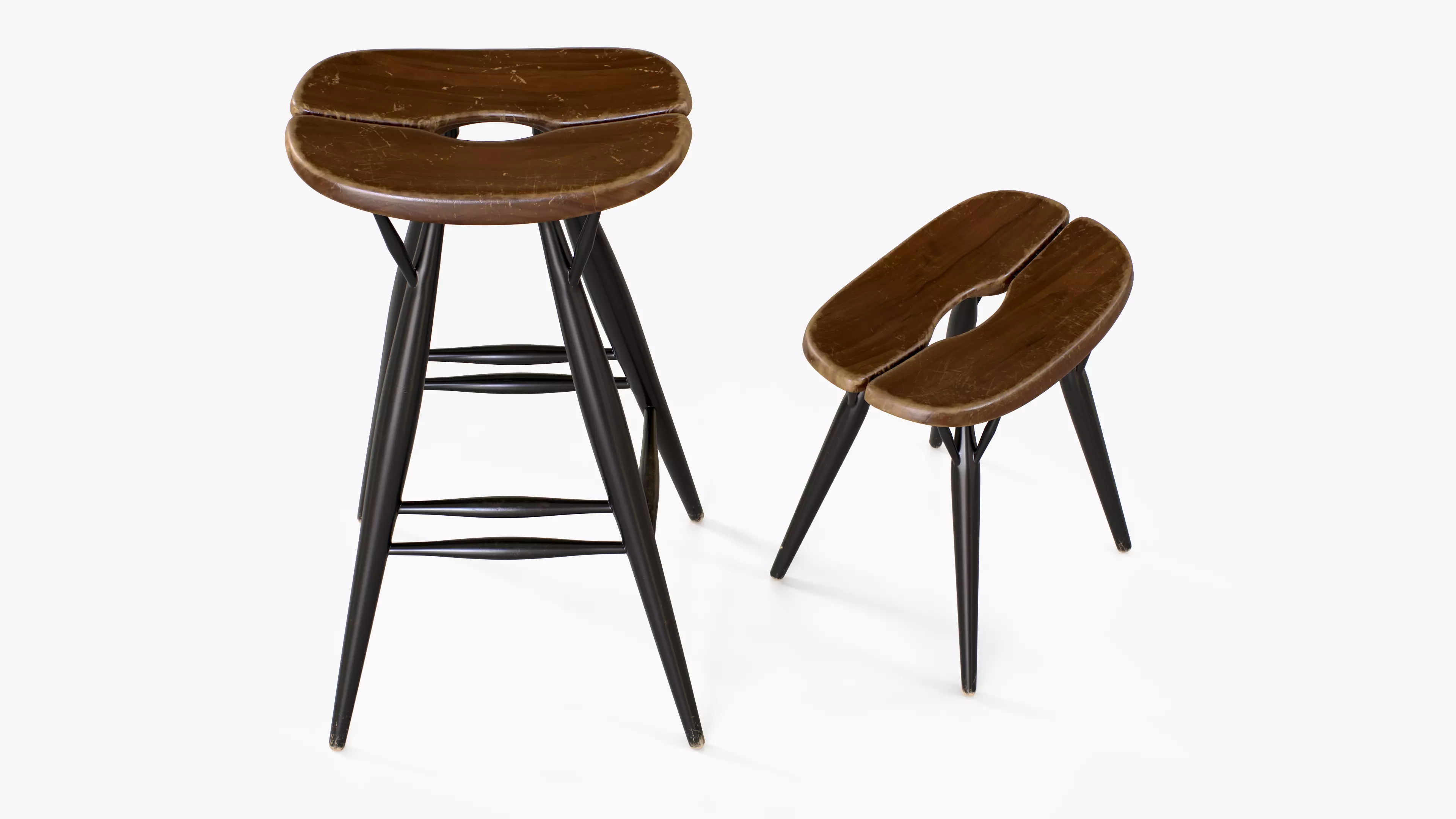 Artek Pirkka Stools Low-poly 3D model_3
