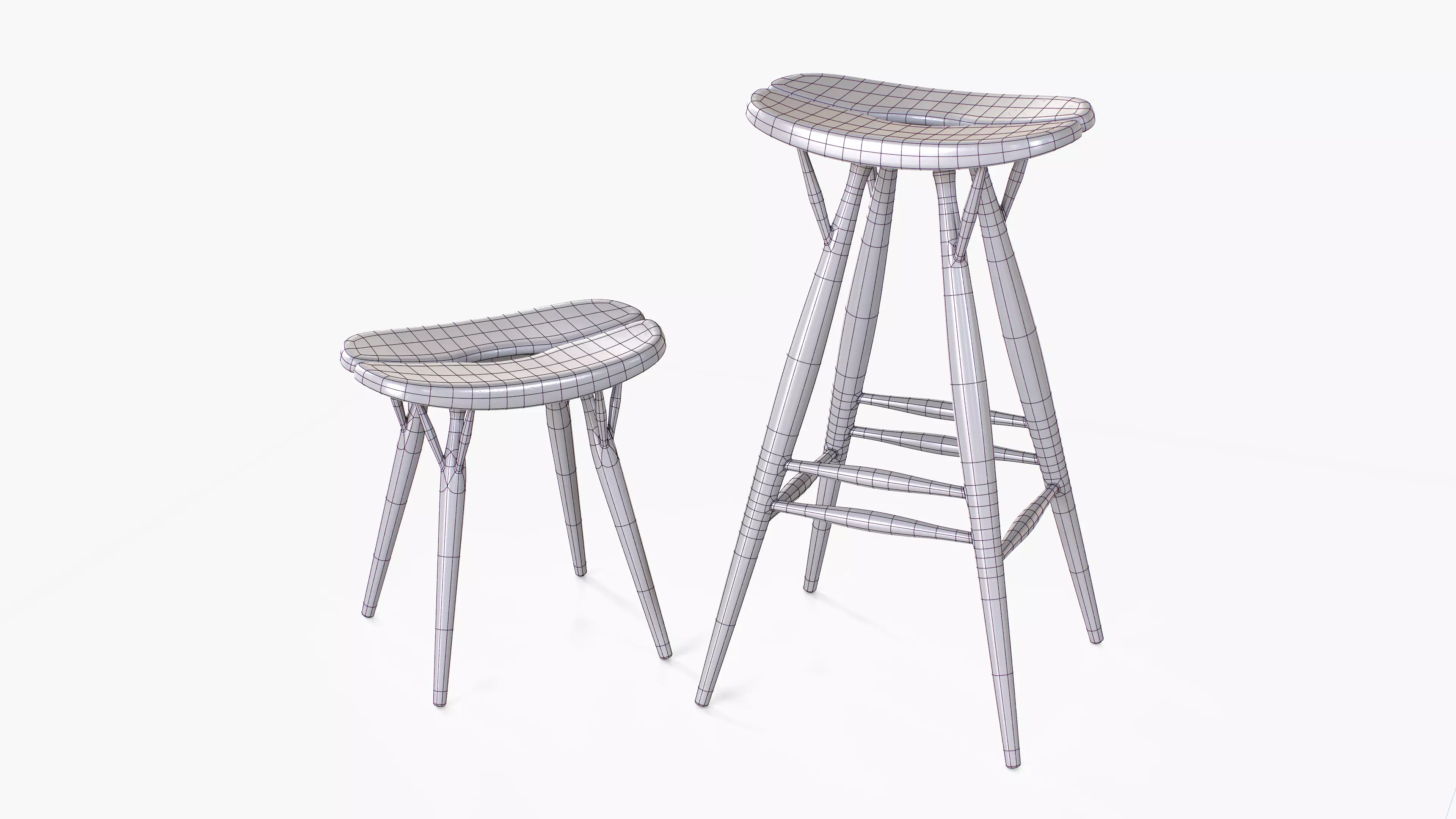 Artek Pirkka Stools Low-poly 3D model_7