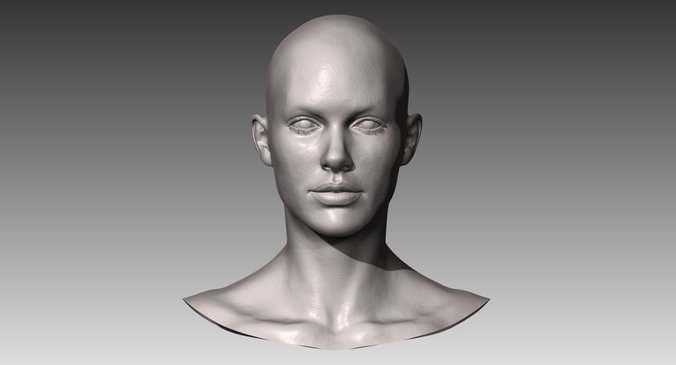 Realistic White Female Head 3D model