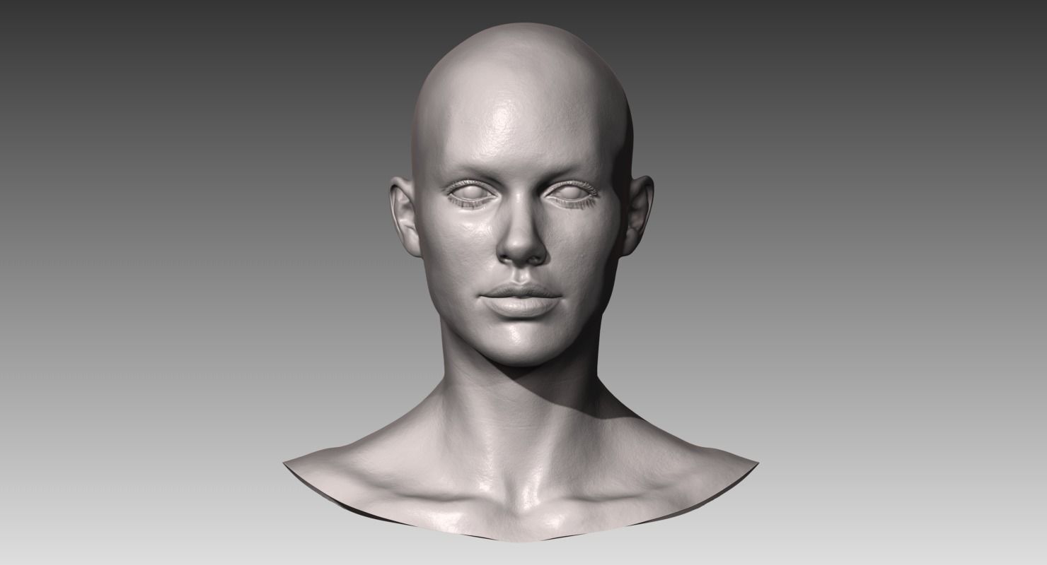 Realistic White Female Head 3D model