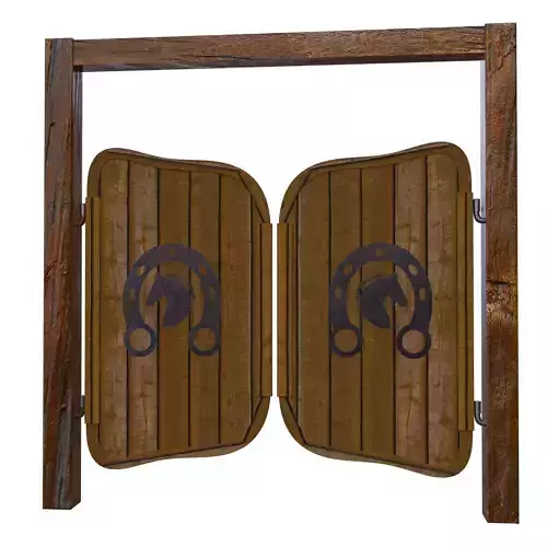 Animated Wooden Cowboy Bar Doors Low-poly 3D model