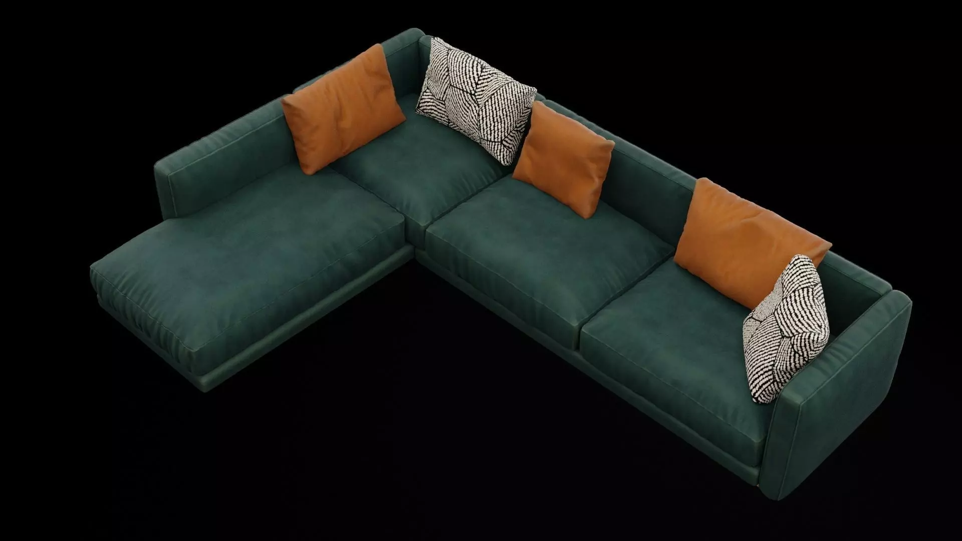 Dark Cyan Sofa Low-poly 3D model_6
