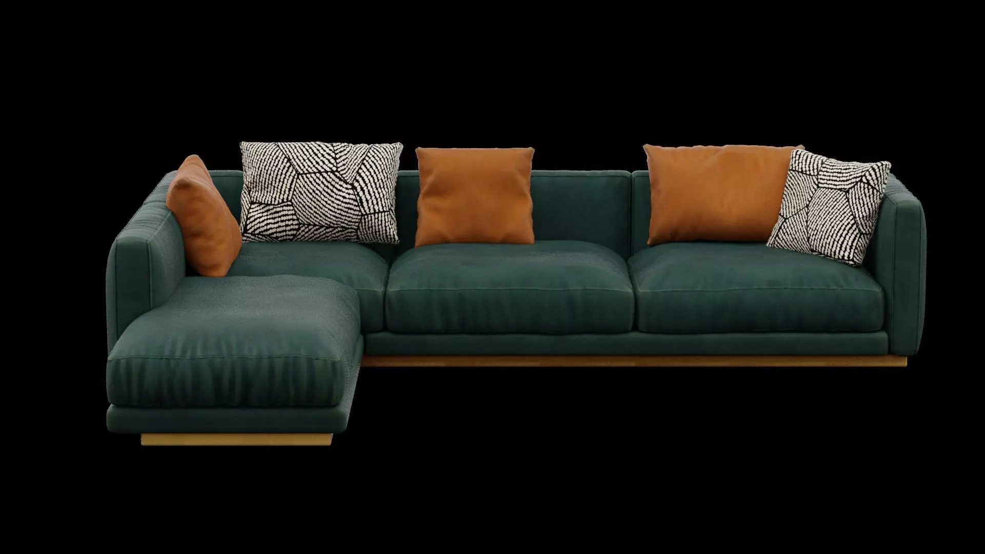 Dark Cyan Sofa Low-poly 3D model_0