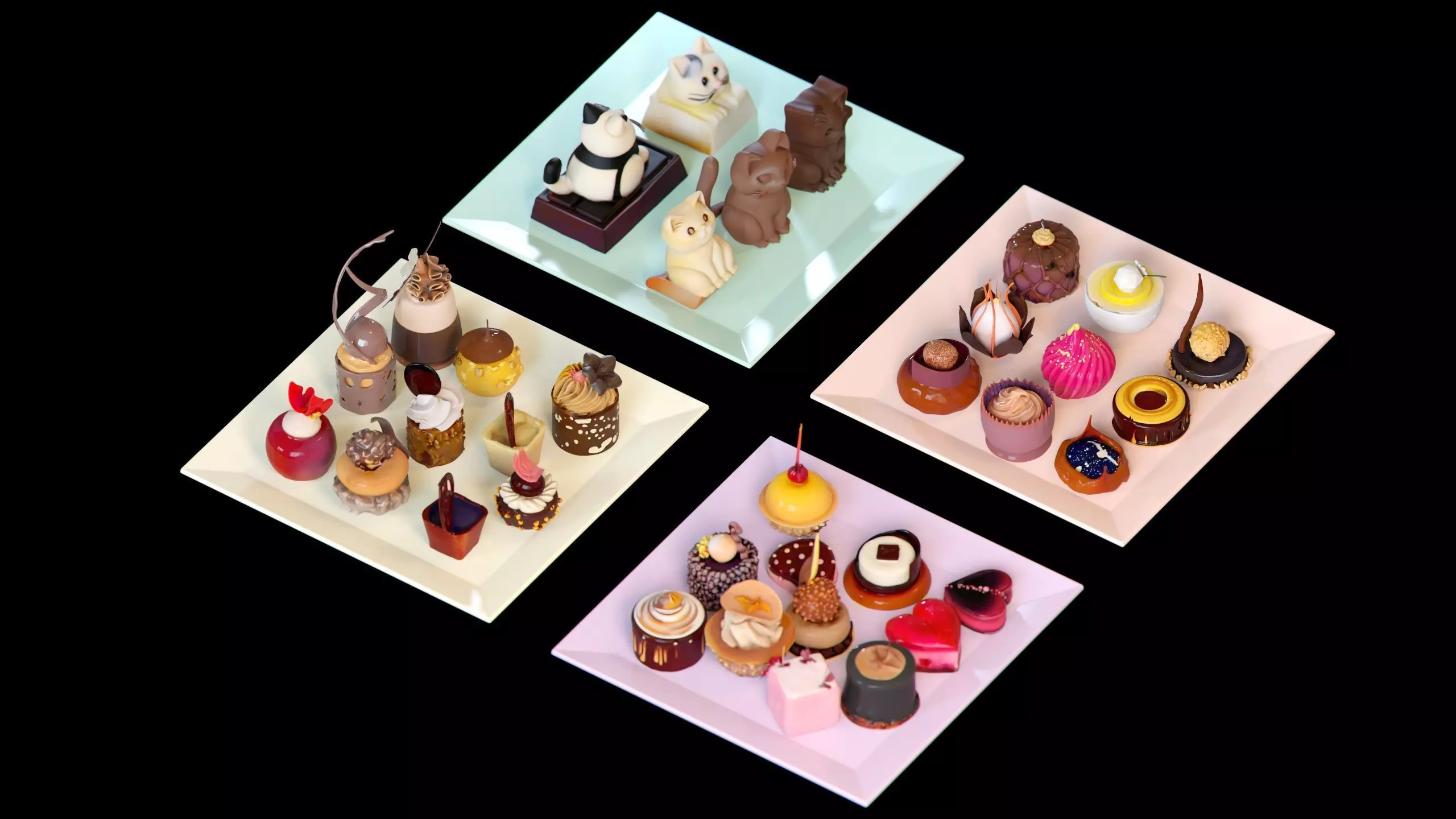 Gourmet Mini Desserts Candy Collection 35 assets Low-poly 3D model_6