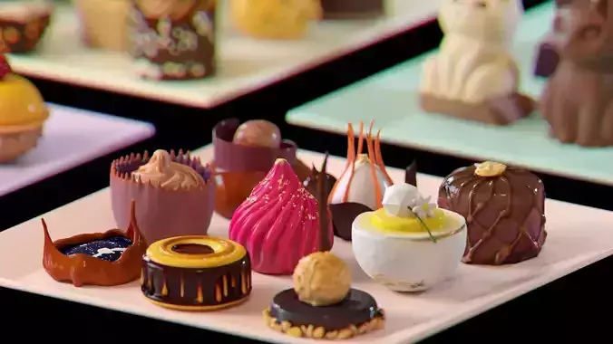 Gourmet Mini Desserts Candy Collection 35 assets Low-poly 3D model
