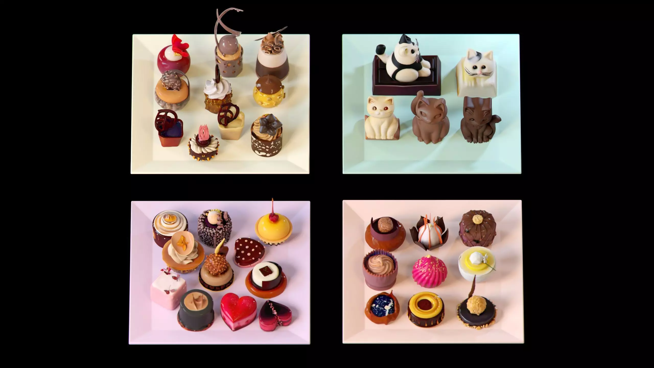 Gourmet Mini Desserts Candy Collection 35 assets Low-poly 3D model_3