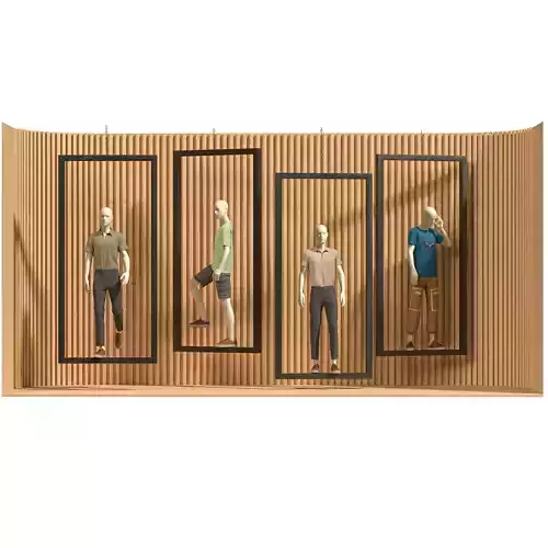 Vitrine Clothes Store Man- Male Mannequin Display Set 3D model