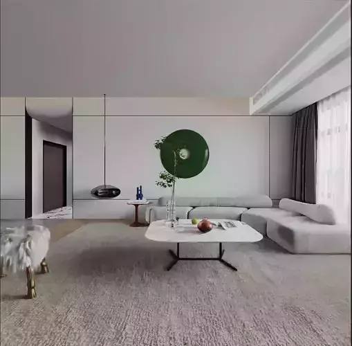 Living room and dining room 3D model