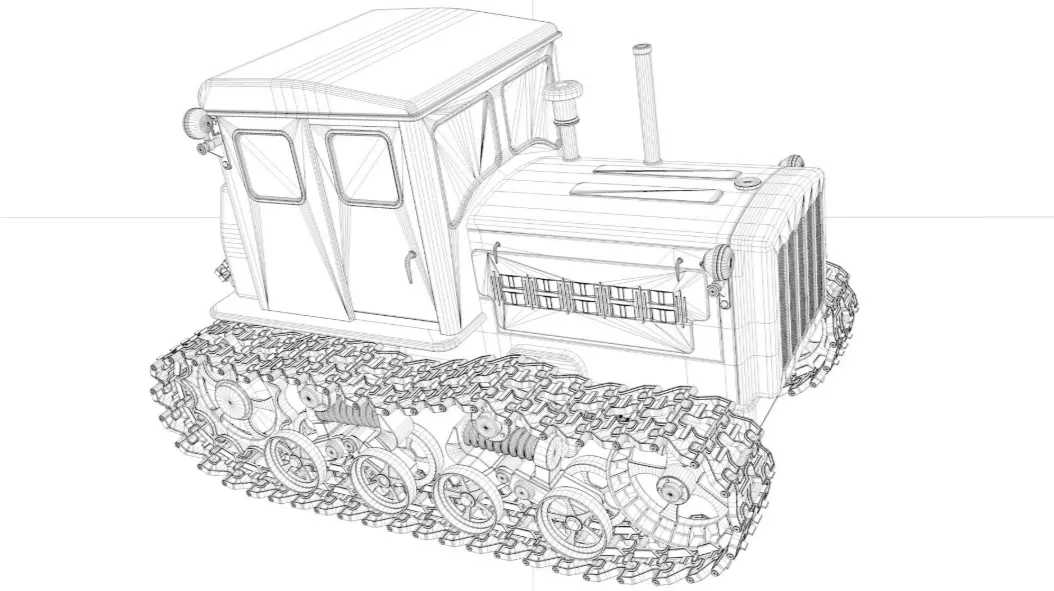 Soviet Crawler Tractor DT54 3D model_7