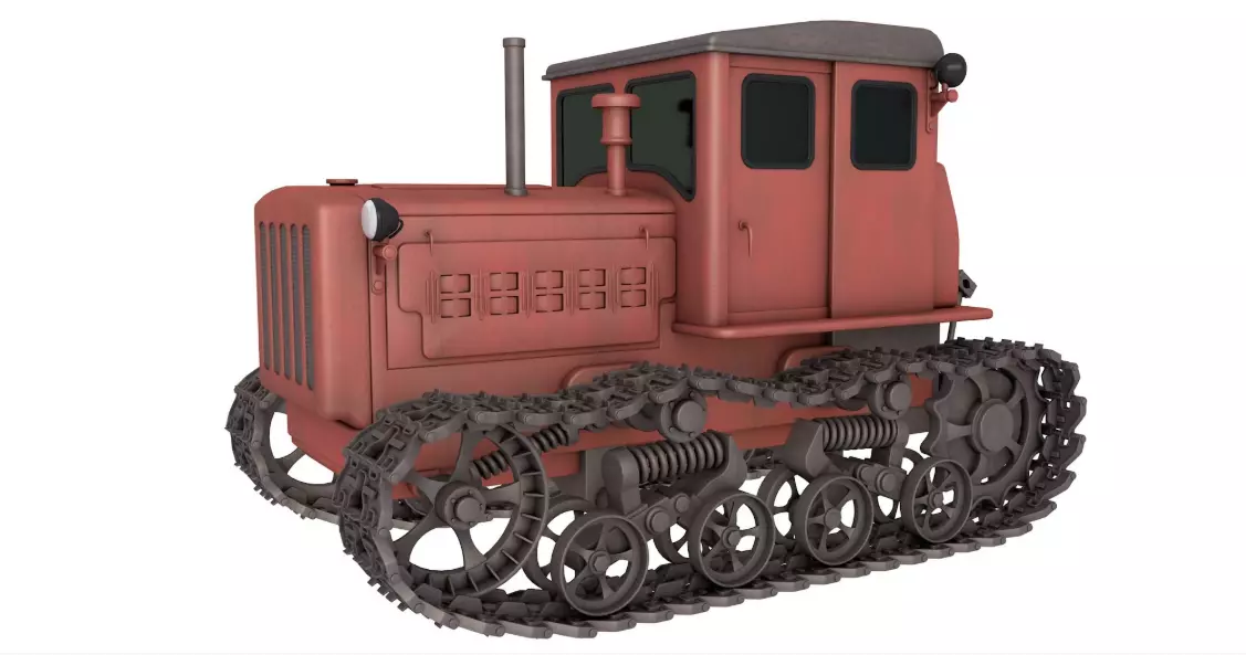 Soviet Crawler Tractor DT54 3D model_0
