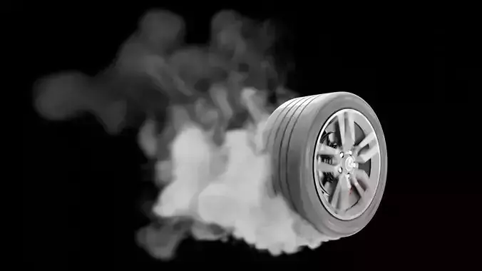 Animated Sequence of Car Tire Burnout Smoke in VDB Format 3D model