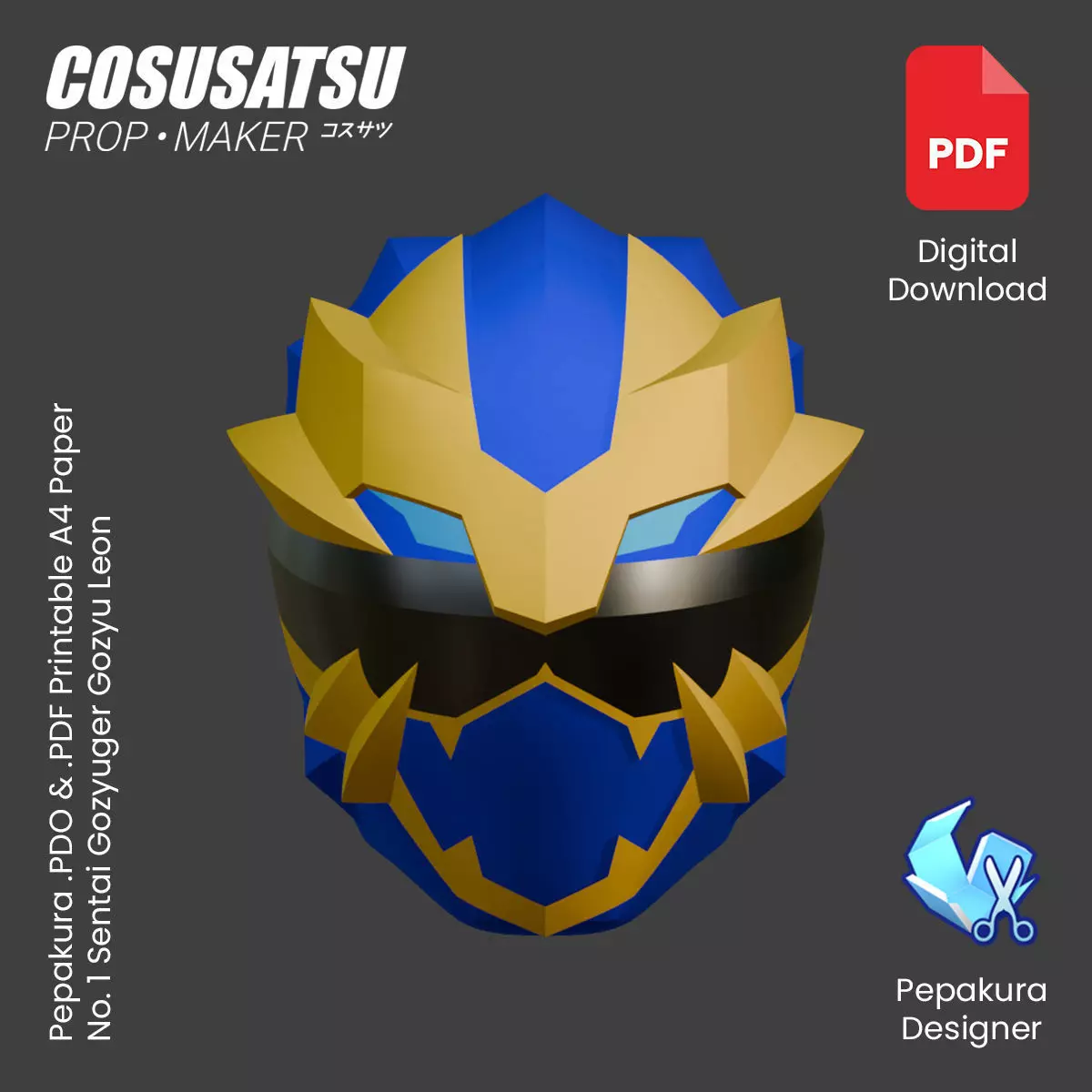 DIY Gozyuger Gozyu Leon Helmet EVA Foam Template 3D model_0