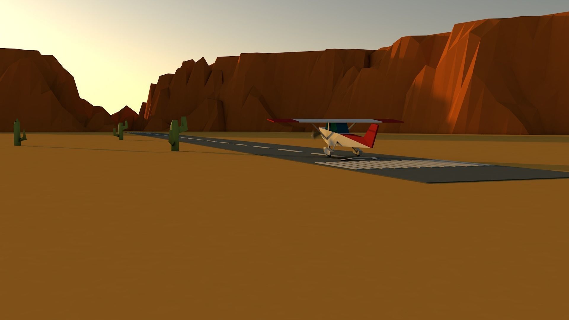 low poly cessna airplane flying Low-poly 3D model_2