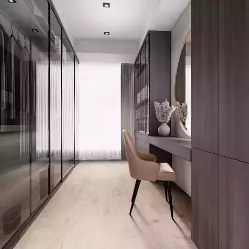 Neoclassical Walk-in Closet Interior Scene 