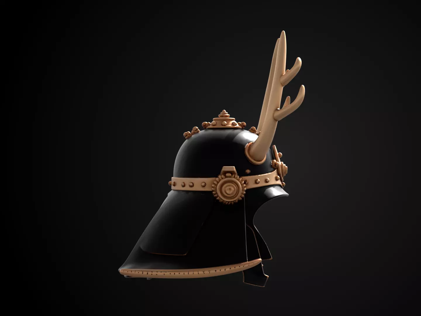 Stylized Samurai Helmet - Shoguns Crest Kabuto 3D print model_3