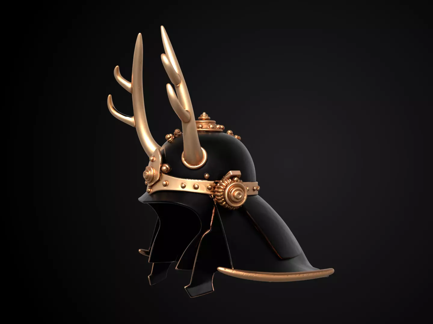 Stylized Samurai Helmet - Shoguns Crest Kabuto 3D print model_10