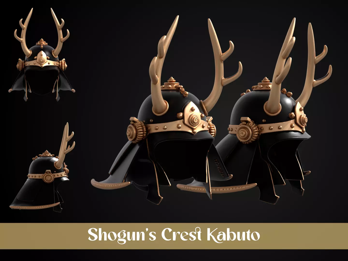 Stylized Samurai Helmet - Shoguns Crest Kabuto 3D print model_0