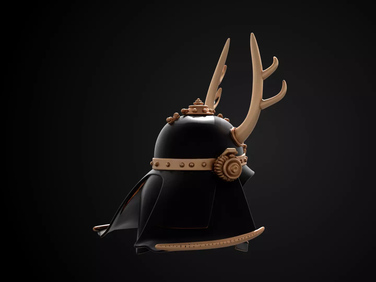 Stylized Samurai Helmet - Shoguns Crest Kabuto 3D print model_4
