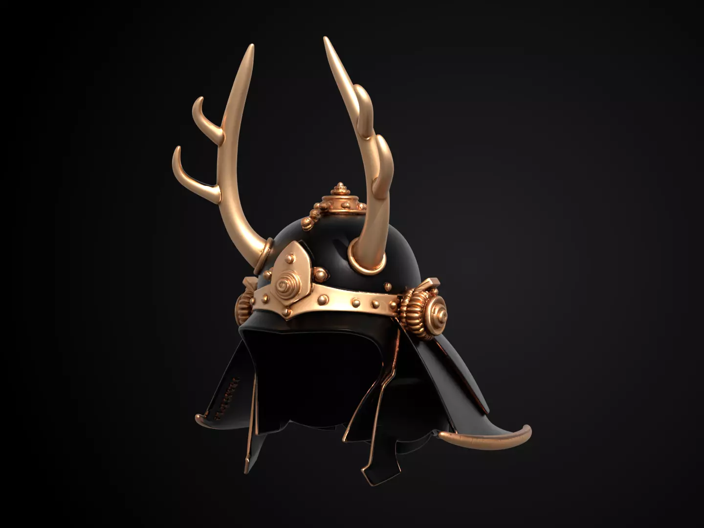 Stylized Samurai Helmet - Shoguns Crest Kabuto 3D print model_11