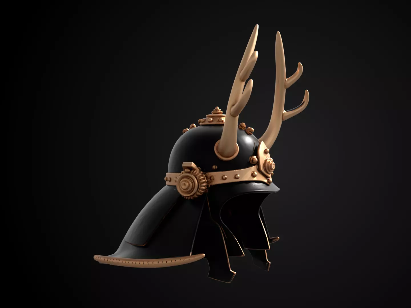 Stylized Samurai Helmet - Shoguns Crest Kabuto 3D print model_2