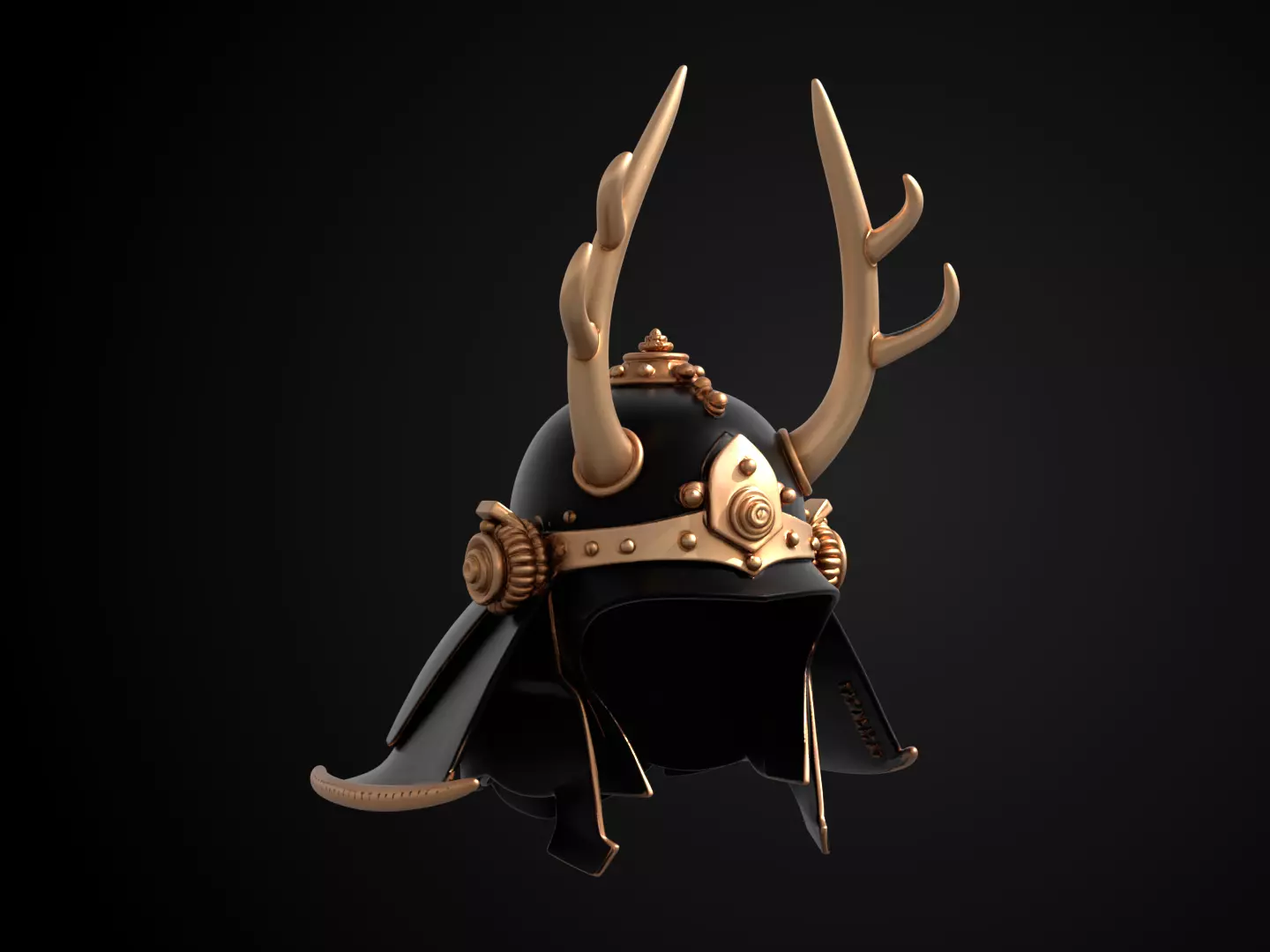 Stylized Samurai Helmet - Shoguns Crest Kabuto 3D print model_1