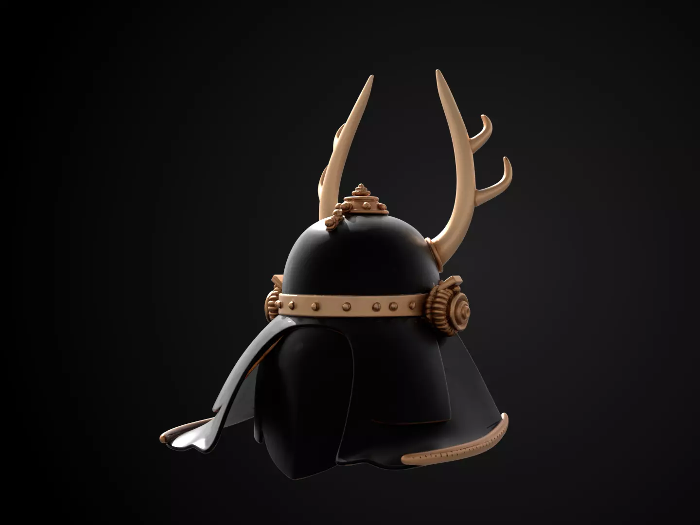 Stylized Samurai Helmet - Shoguns Crest Kabuto 3D print model_5