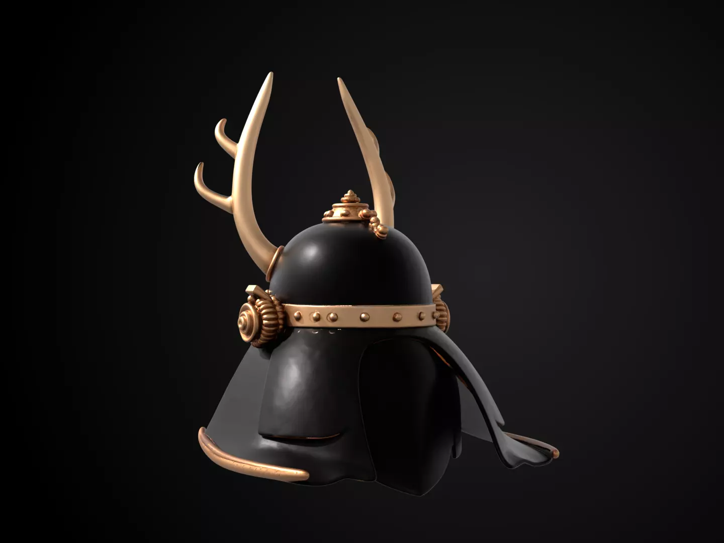 Stylized Samurai Helmet - Shoguns Crest Kabuto 3D print model_7
