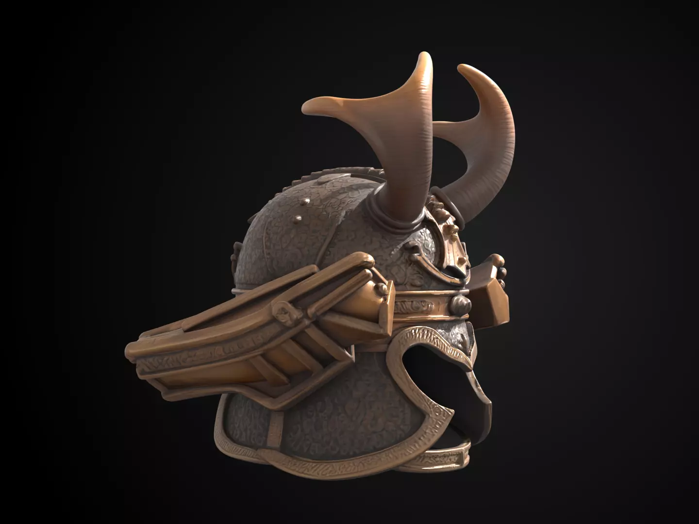 Stylized Samurai Helmet - Windwalker Kabuto 3D print model_2