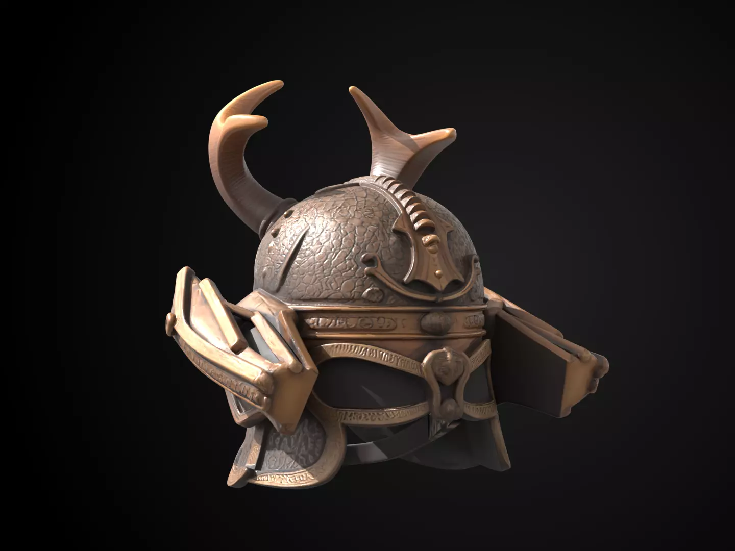 Stylized Samurai Helmet - Windwalker Kabuto 3D print model_7