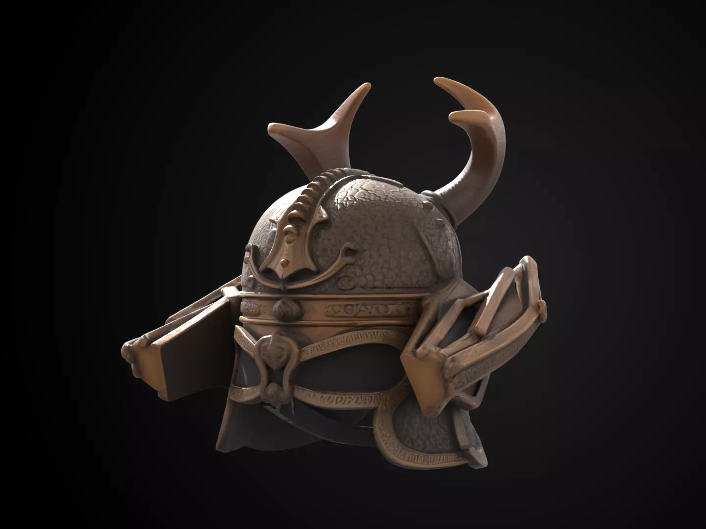Stylized Samurai Helmet - Windwalker Kabuto 3D print model_5