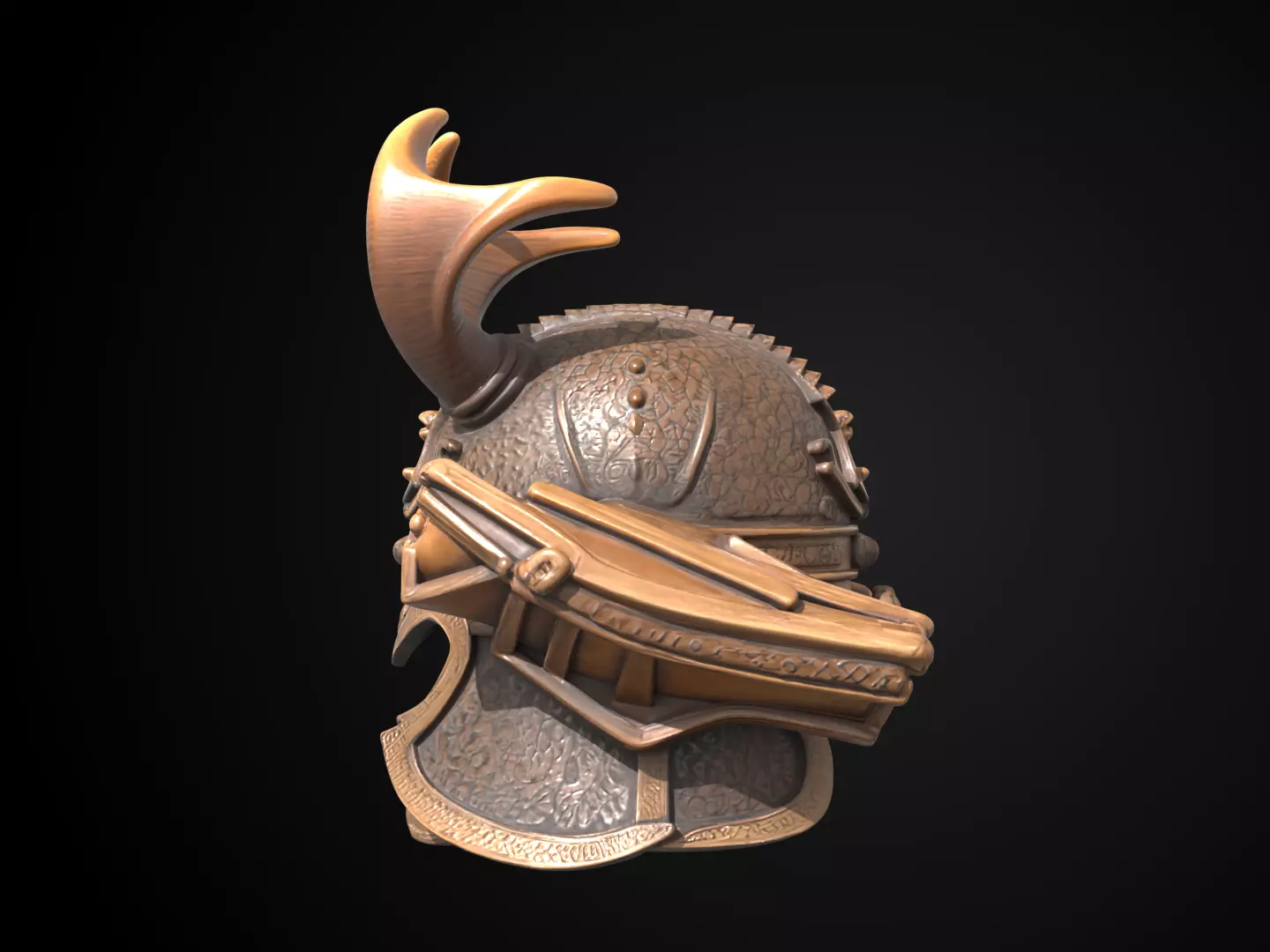 Stylized Samurai Helmet - Windwalker Kabuto 3D print model_9
