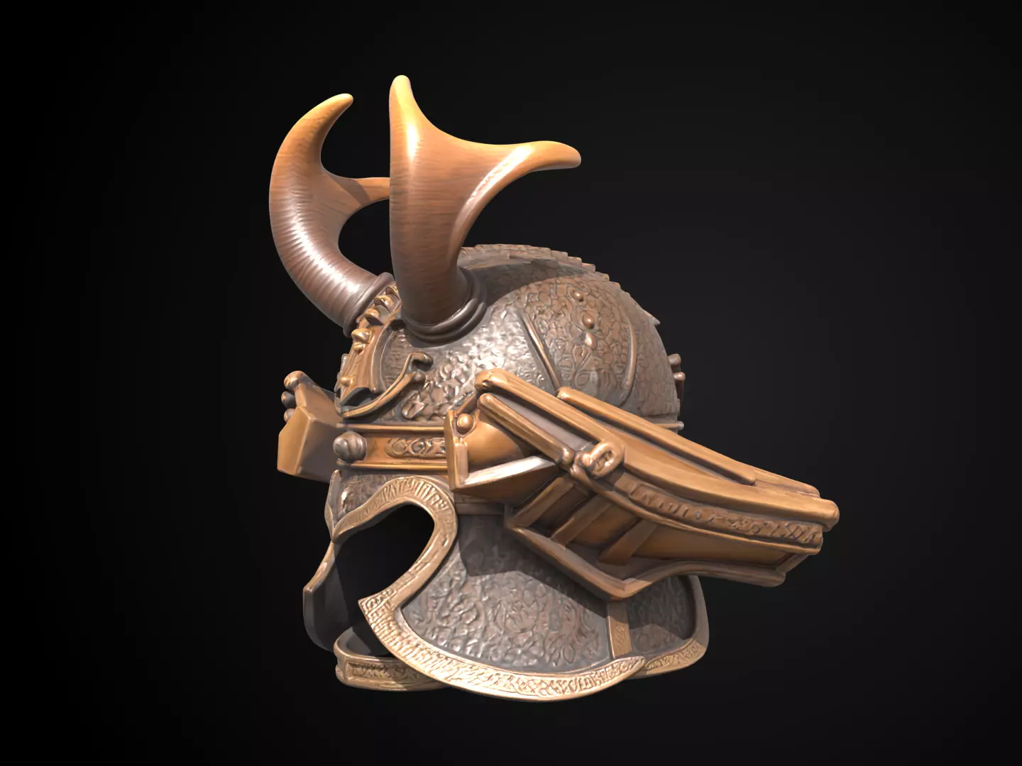 Stylized Samurai Helmet - Windwalker Kabuto 3D print model_10