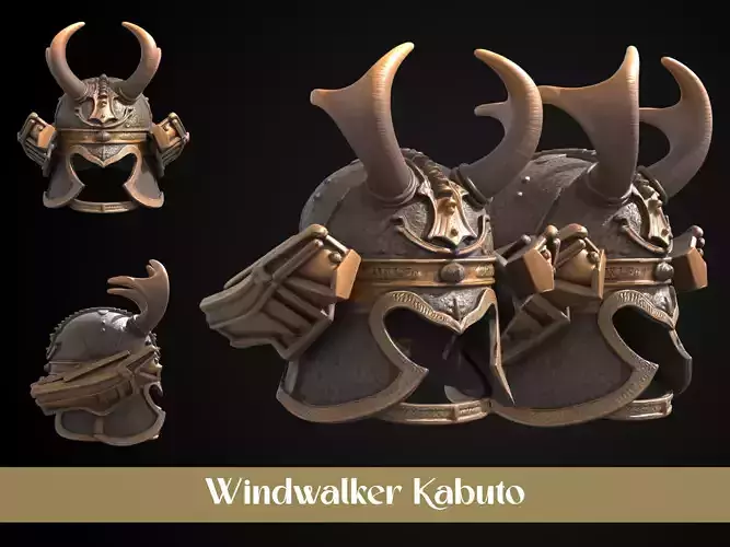 Stylized Samurai Helmet - Windwalker Kabuto 3D print model