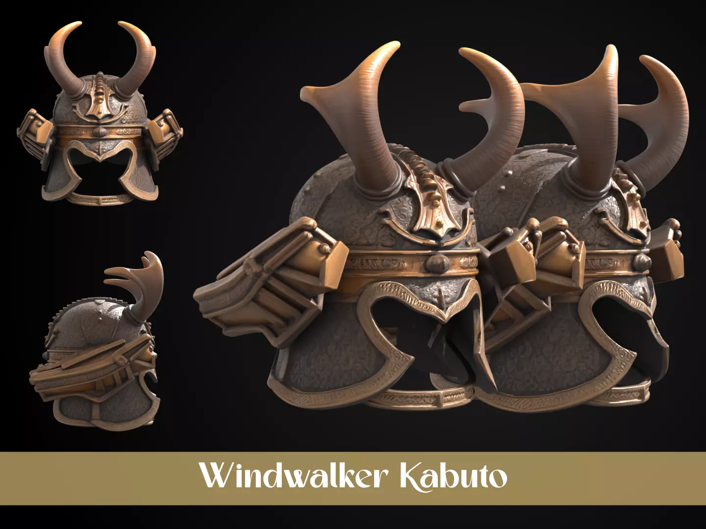 Stylized Samurai Helmet - Windwalker Kabuto 3D print model_0