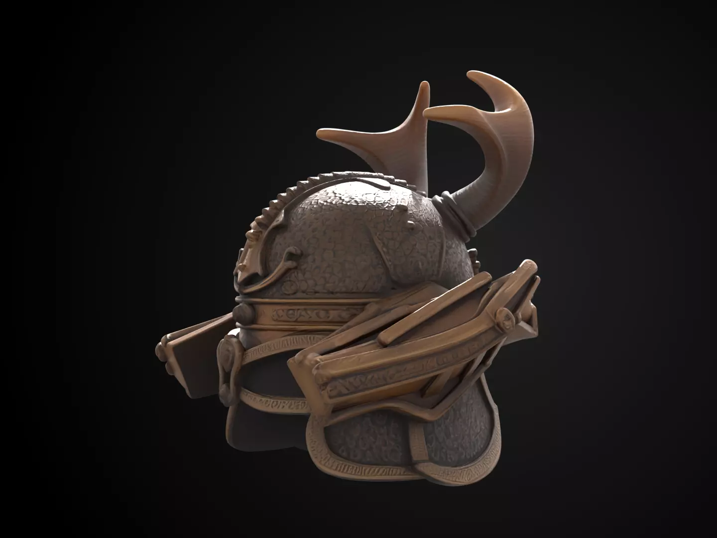 Stylized Samurai Helmet - Windwalker Kabuto 3D print model_4