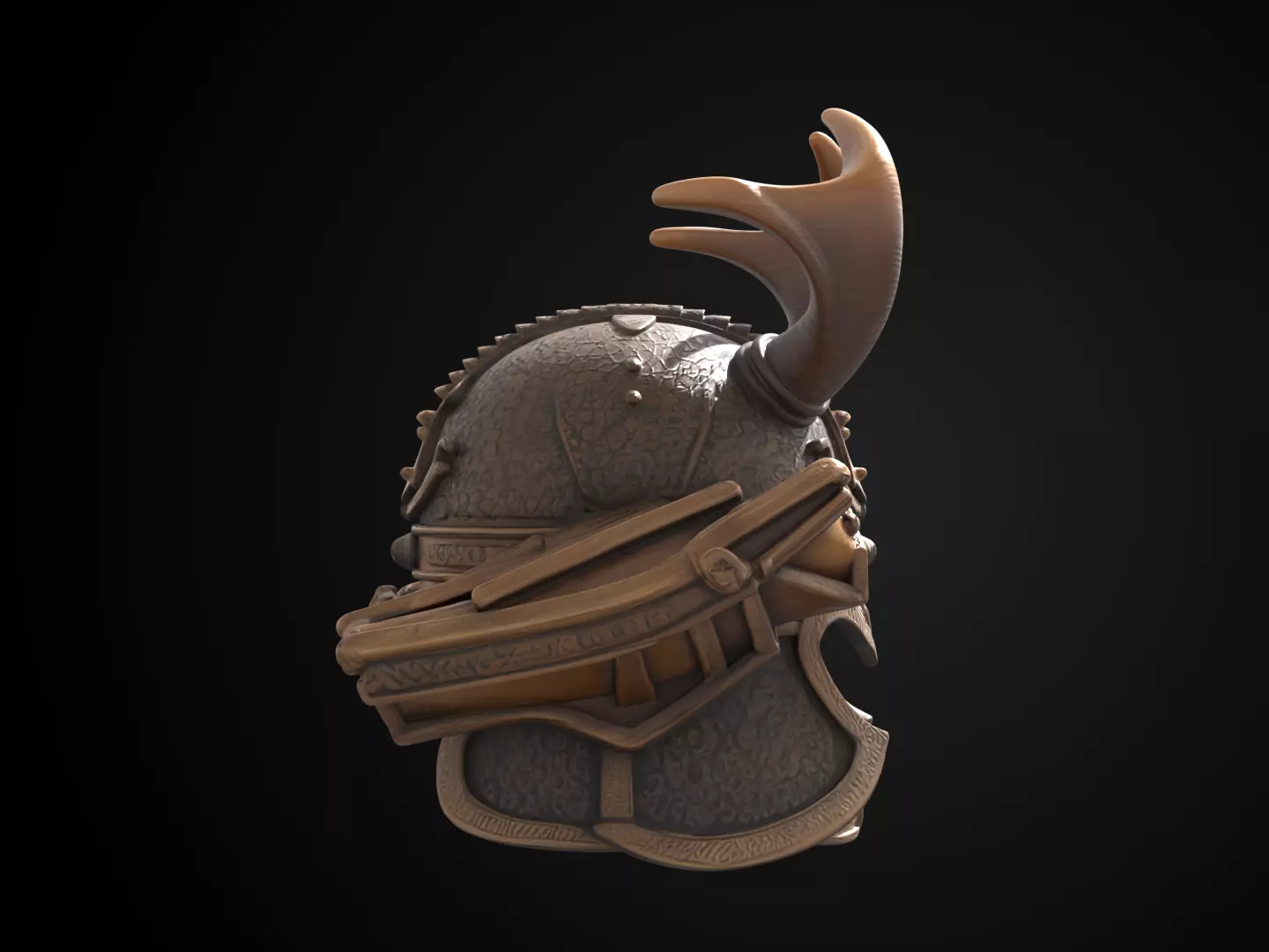 Stylized Samurai Helmet - Windwalker Kabuto 3D print model_3