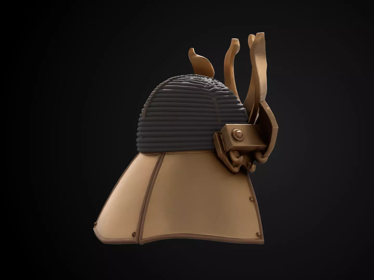 Stylized Samurai Helmet - Orochi Crest Kabuto 3D print model_4