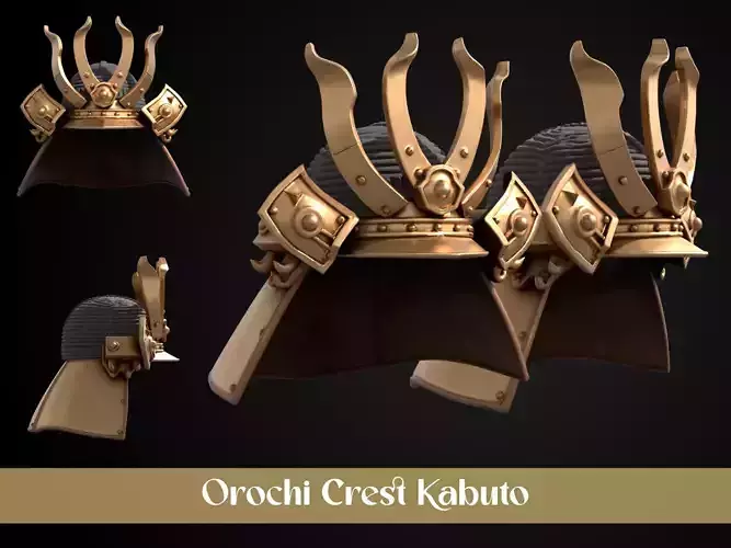 Stylized Samurai Helmet - Orochi Crest Kabuto 3D print model