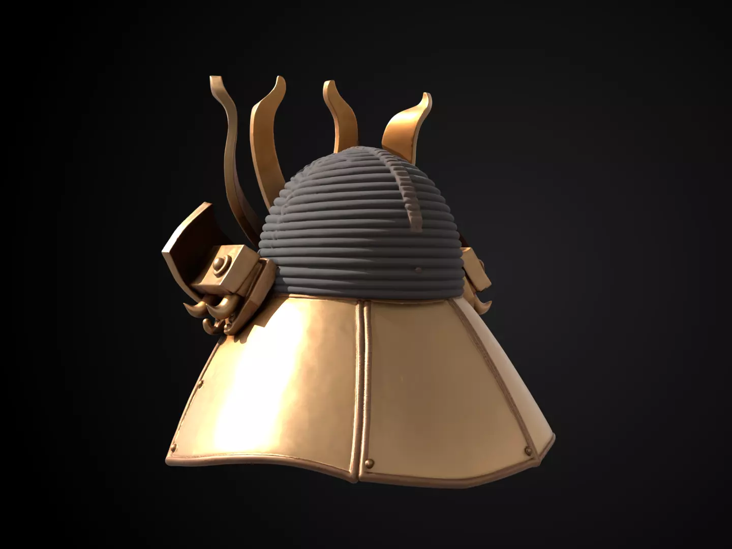 Stylized Samurai Helmet - Orochi Crest Kabuto 3D print model_7