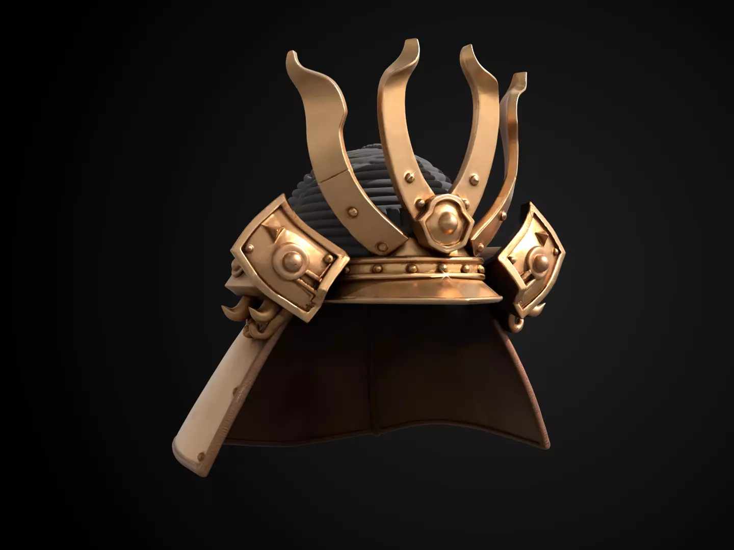 Stylized Samurai Helmet - Orochi Crest Kabuto 3D print model_1