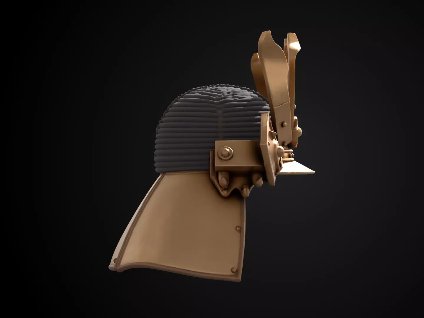 Stylized Samurai Helmet - Orochi Crest Kabuto 3D print model_3